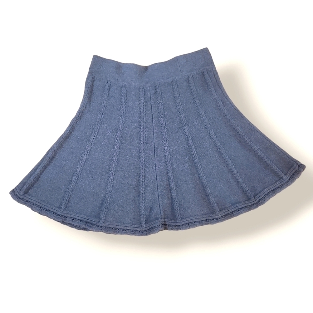 CABI Gray Femme Knit Pleated Short A-line Flare Skirt Size Small